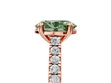 Rose gold Fancy Green Oval  Solitaire Pave Diamond Engagement Ring with Prong Setting_25