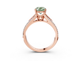 Rose gold Fancy Green Oval  Solitaire Pave Split Shank Engagement Ring with Six-Prong Setting_40