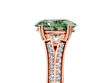 Rose gold Fancy Green Oval  Solitaire Pave Split Shank Engagement Ring with Six-Prong Setting_42