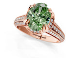 Rose gold Fancy Green Oval  Solitaire Pave Split Shank Ring with Four-Prong Setting_151