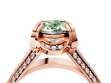 Rose gold Fancy Green Oval  Solitaire Pave Split Shank Ring with Four-Prong Setting_154