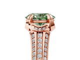 Rose gold Fancy Green Oval  Solitaire Pave Split Shank Ring with Four-Prong Setting_155