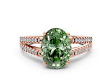 Rose gold Fancy Green Oval  Solitaire Split Shank Pavé Diamond Engagement Ring_370