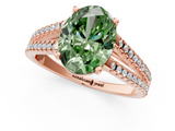 Rose gold Fancy Green Oval  Solitaire Split Shank Pavé Diamond Engagement Ring_371