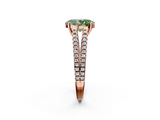 Rose gold Fancy Green Oval  Solitaire Split Shank Pavé Diamond Engagement Ring_372