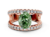 Rose gold Fancy Green Oval  Solitaire Split Shank Pave Diamond Ring_49