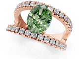 Rose gold Fancy Green Oval  Solitaire Split Shank Pave Diamond Ring_50