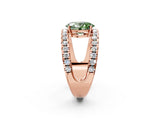 Rose gold Fancy Green Oval  Solitaire Split Shank Pave Diamond Ring_51