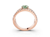 Rose gold Fancy Green Oval  Solitaire Split Shank Pave Diamond Ring_52