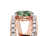Rose gold Fancy Green Oval  Solitaire Split Shank Pave Diamond Ring_54