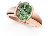 Rose gold Fancy Green Oval  Solitaire Tension Set Diamond Ring with Wide Band_21