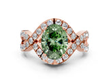 Rose gold Fancy Green Oval  Solitaire Twist Band Pavé Diamond Engagement Ring_32