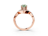 Rose gold Fancy Green Oval  Solitaire Twist Band Pavé Diamond Engagement Ring_35