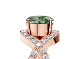 Rose gold Fancy Green Oval  Solitaire Twist Band Pavé Diamond Engagement Ring_37