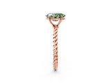 Rose gold Fancy Green Oval  Solitaire Twist Band Ring with Four-Prong Setting_70
