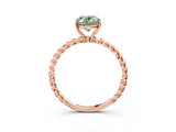Rose gold Fancy Green Oval  Solitaire Twist Band Ring with Four-Prong Setting_71
