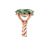 Rose gold Fancy Green Oval  Solitaire Twist Band Ring with Four-Prong Setting_73