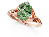 Rose gold Fancy Green Oval  Solitaire Twist Band Six-Prong Setting 1