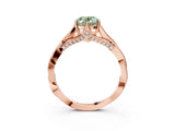 Rose gold Fancy Green Oval  Solitaire Twist Band Six-Prong Setting 3