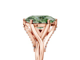 Rose gold Fancy Green Oval  Solitaire Twist Band Six-Prong Setting 5