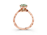 Rose gold Fancy Green Oval  Solitaire Twist Band with Leaf Prong Setting 3