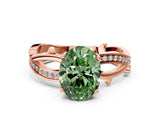 Rose gold Fancy Green Oval  Solitaire Twist Band with Pavé Accents and Four-Prong Setting_20