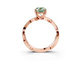 Rose gold Fancy Green Oval  Solitaire Twist Band with Pavé Accents and Four-Prong Setting_23