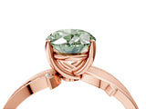 Rose gold Fancy Green Oval  Solitaire Twist Band with Pavé Accents and Four-Prong Setting_24