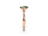 Rose gold Fancy Green Oval  Solitaire Twist Band with Pavé Diamonds and Four-Prong Setting_55
