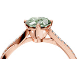 Rose gold Fancy Green Oval  Solitaire Twist Band with Pavé Diamonds and Four-Prong Setting_57