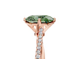 Rose gold Fancy Green Oval  Solitaire Twist Band with Pavé Diamonds and Four-Prong Setting_58
