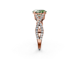 Rose gold Fancy Green Oval  Solitaire Twist Band with Pavé Setting and Four-Prong Setting_19