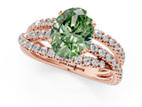 Rose gold Fancy Green Oval  Solitaire Twist Band with Pavé Setting and Four-Prong Setting_77