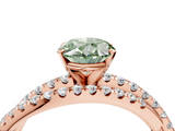 Rose gold Fancy Green Oval  Solitaire Twist Band with Pavé Setting and Four-Prong Setting_80