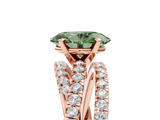 Rose gold Fancy Green Oval  Solitaire Twist Band with Pavé Setting and Four-Prong Setting_81