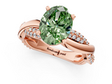 Rose gold Fancy Green Oval  Solitaire Twist Band with Pave Prong Setting_41