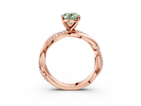 Rose gold Fancy Green Oval  Solitaire Twist Band with Pave Prong Setting_43