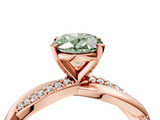 Rose gold Fancy Green Oval  Solitaire Twist Band with Pave Prong Setting_44