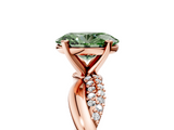 Rose gold Fancy Green Oval  Solitaire Twist Band with Pave Prong Setting_45