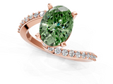 Rose gold Fancy Green Oval  Solitaire Twist Band with Pave Set Diamonds and Four-Prong Setting_150