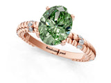 Rose gold Fancy Green Oval  Solitaire Twisted Band Prong Set Engagement Ring_62