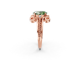 Rose gold Fancy Green Oval  Solitaire Twisted Band Scroll Prong Ring_5