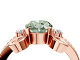 Rose gold Fancy Green Oval  Solitaire Twisted Band Scroll Prong Ring_7