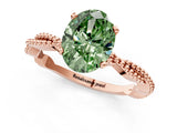 Rose gold Fancy Green Oval  Solitaire Twisted Band with Bead Prong Setting_391