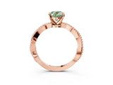 Rose gold Fancy Green Oval  Solitaire Twisted Band with Bead Prong Setting_393