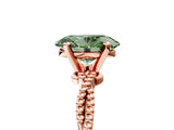 Rose gold Fancy Green Oval  Solitaire Twisted Band with Bead Prong Setting_395