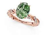 Rose gold Fancy Green Oval  Solitaire Twisted Band with Pavé Accents and Four-Prong Setting_4