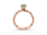Rose gold Fancy Green Oval  Solitaire Twisted Band with Pavé Accents and Four-Prong Setting_6
