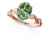 Rose gold Fancy Green Oval  Solitaire Twisted Band with Prong Setting 1