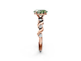 Rose gold Fancy Green Oval  Solitaire Twisted Band with Prong Setting 2